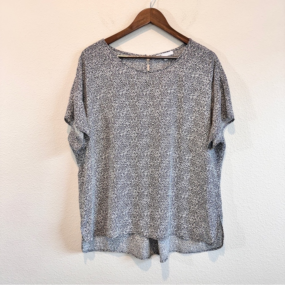 Minimalist Micro Leopard Print Blouse Relaxed Boxy Dolman Top DR2 XL Chic Top - Picture 2 of 12